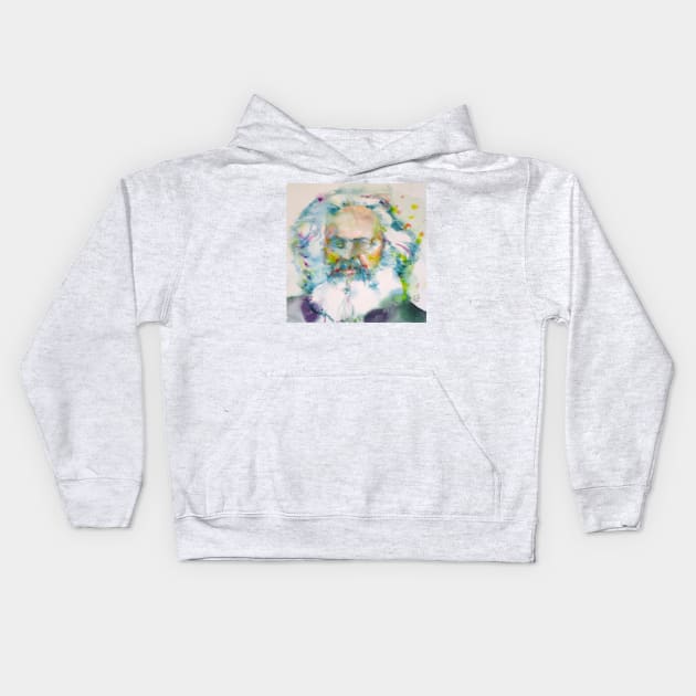 KARL MARX watercolor portrait .2 Kids Hoodie by lautir